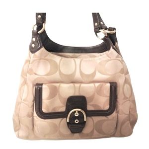 Coach gold signature c hobo bag brown leather